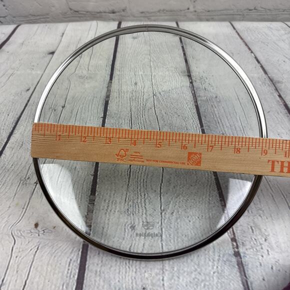 CALPHALON 9 Inch OD Round Replacement Glass Stainless Steel Lid - Picture 4 of 5